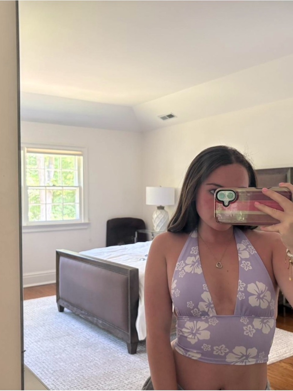Halter Floral Crop Top in Lavender